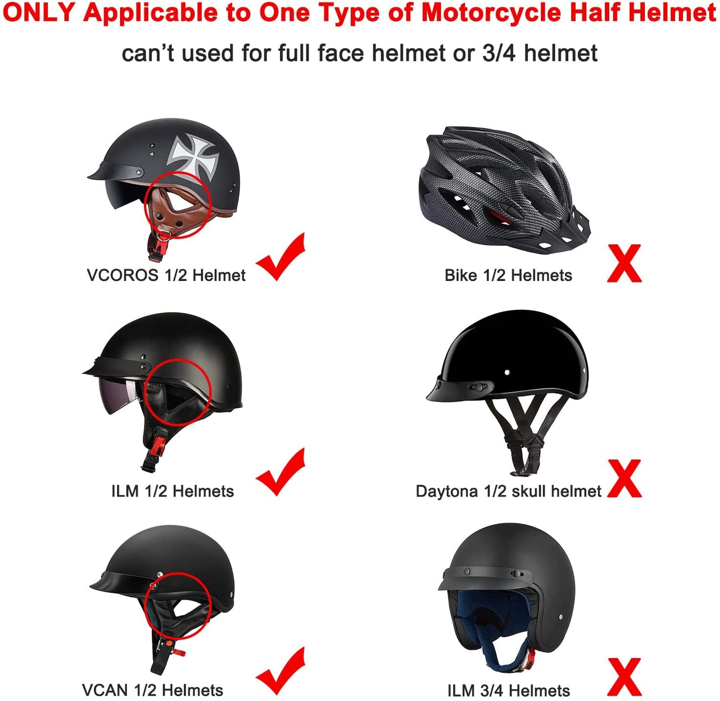 Half Helmet Ear Pads, Half Helmet Speaker Pockets Ear Cover Protection ...